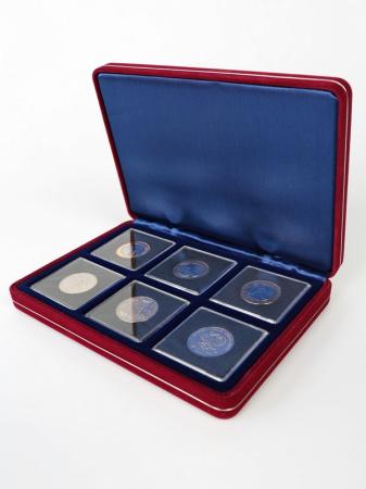  Футляр замшевый (182х128х34 мм) для 6 монет в капсулах Quadrum (50х50х6 мм), тёмно-с