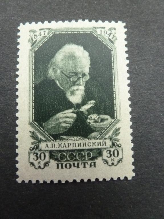 1947 Карпинский 30 к Желтоватый клей, нечастый тип. СК 1011 Сол 1103 **