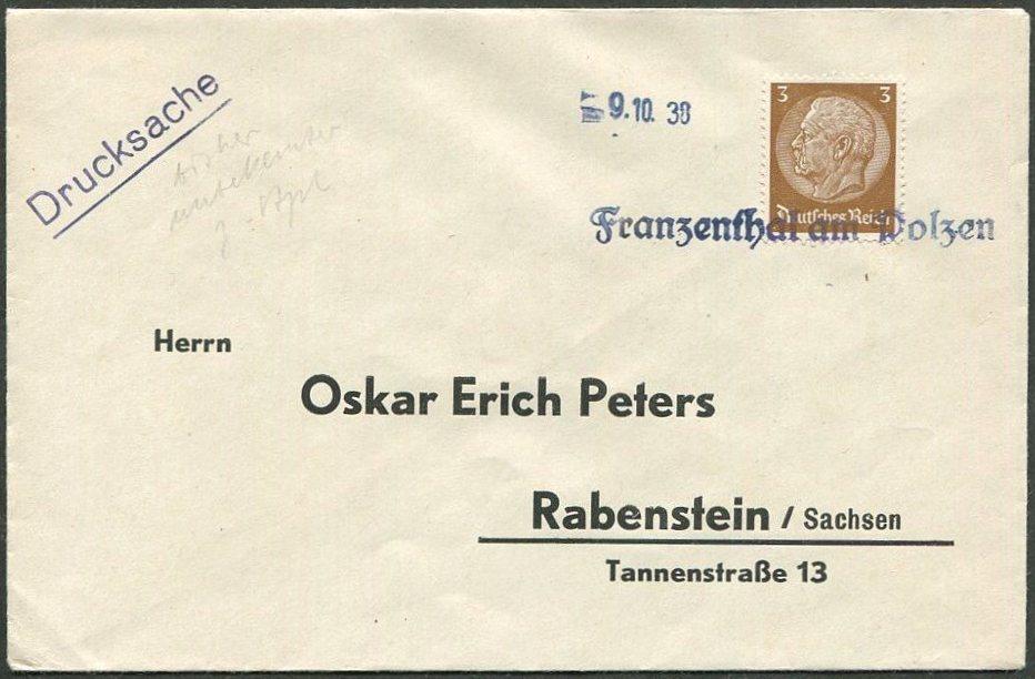 СУДЕТЫ Sudetenland Германия FRANZENTHAL am POLZEN (Františkov nad Ploučnicí) оккупация Чехословакии