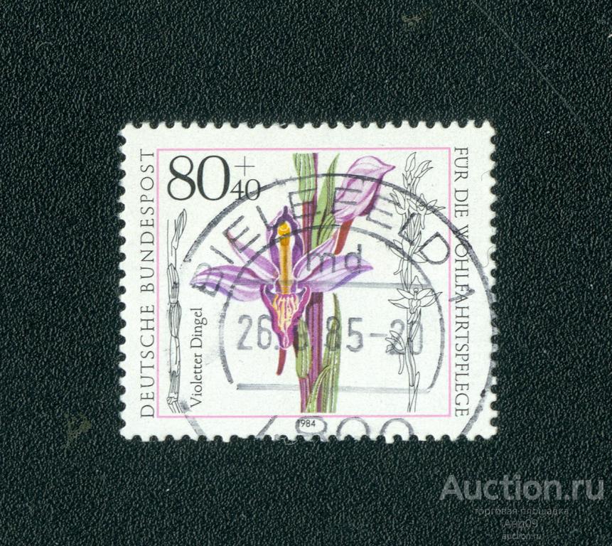 1984 г. ФРГ - Орхидея - Лимодорум недоразвитый (0687е)