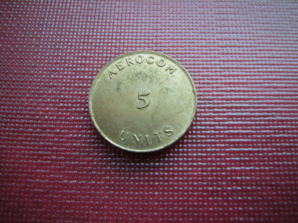 Телефонный жетон AEROCOM 5 units единиц, Москва, аэропорт Шереметьево