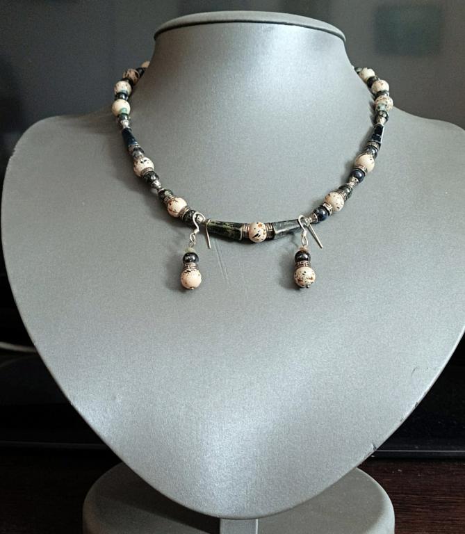 Винтажный гарнитур! Колье и серьги ручной сборки!