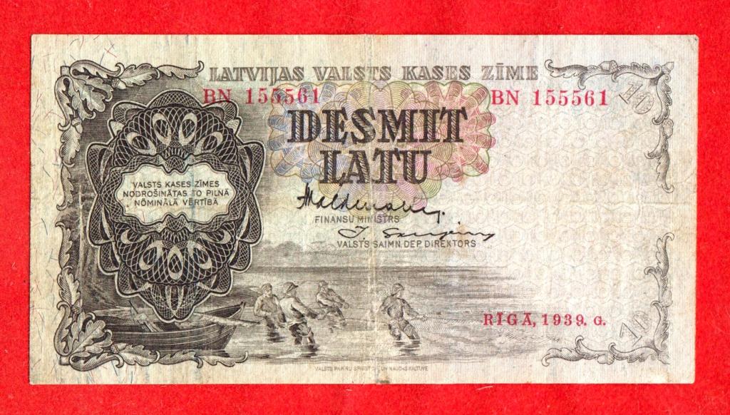 Латвия, 10 лат / латов, 1939, VF+, подписи Valdmanis & Skujevics, BN 155561