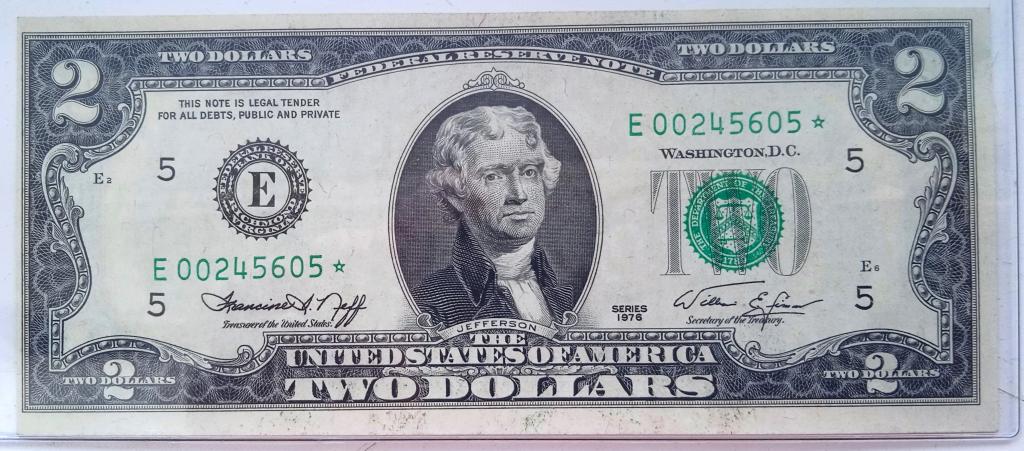 Банкнота 2 доллара США 1976 года ЗАМЕЩЕНИЕ Ричмонд
