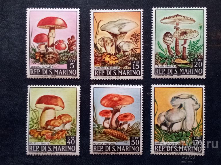 Сан-Марино 1967 г. Грибы. Mi : № 891 - 896**.