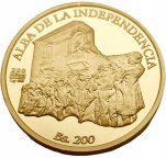 Венесуэла. 200 боливаров 2010 г. Золото. 31.1 гр*0.999 1.0 oz. 200 лет Независимости!