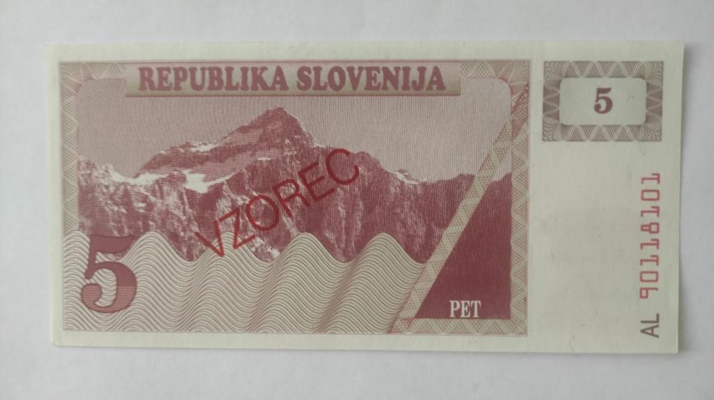 Словения 5 толар 1990 Образец UNC