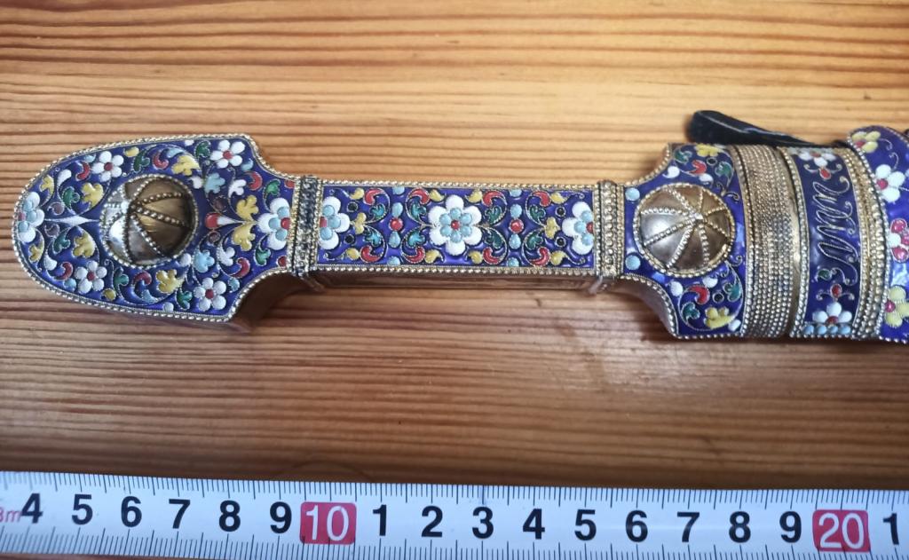 кинжал в серебре, разноцветные эмали, авторский , Кубачи, середина 20го века