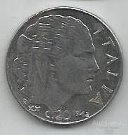 Италия 20 чентезимо 1942 магнитная