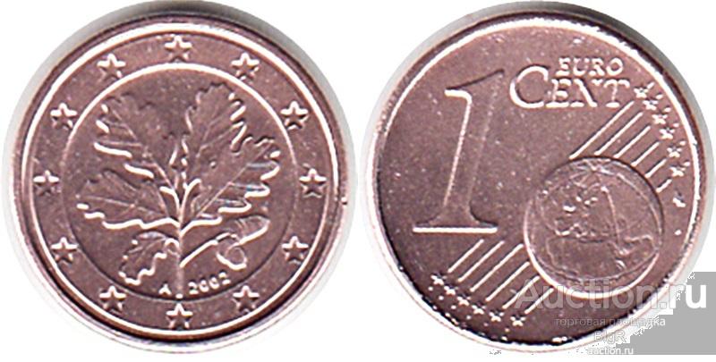 Германия, 1 евроцент 2002 года, А