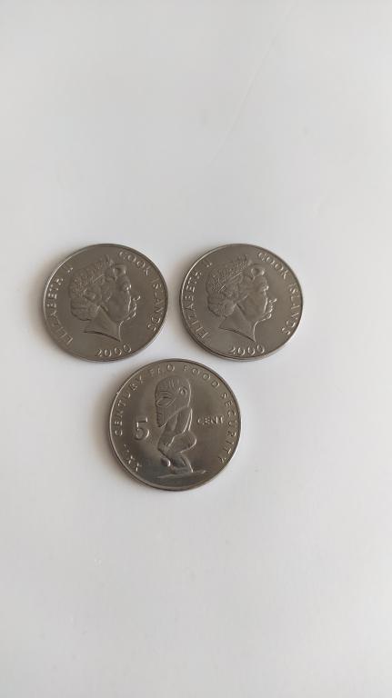Монета Остров Кука 5 центов 2000 года aUNC (Н122)