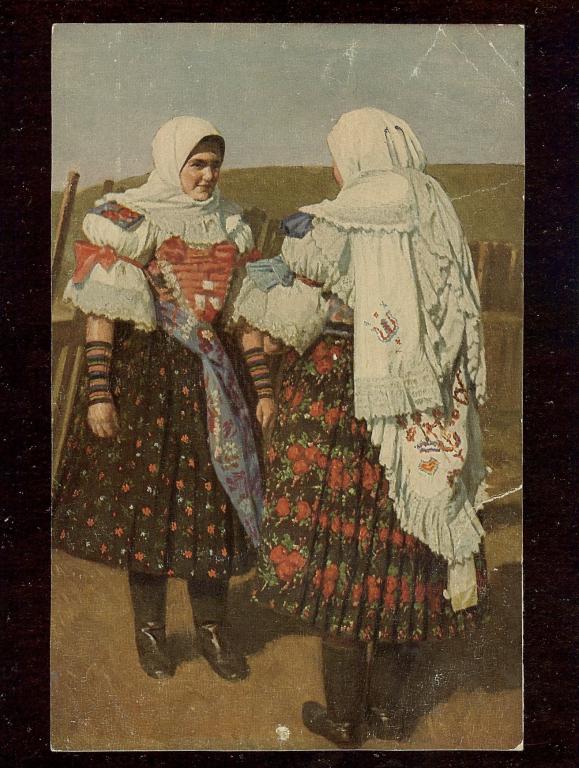 Открытка.Типы. Немецкие фермерши из Спишских Нидерландов в праздничных костюмах.Чистая