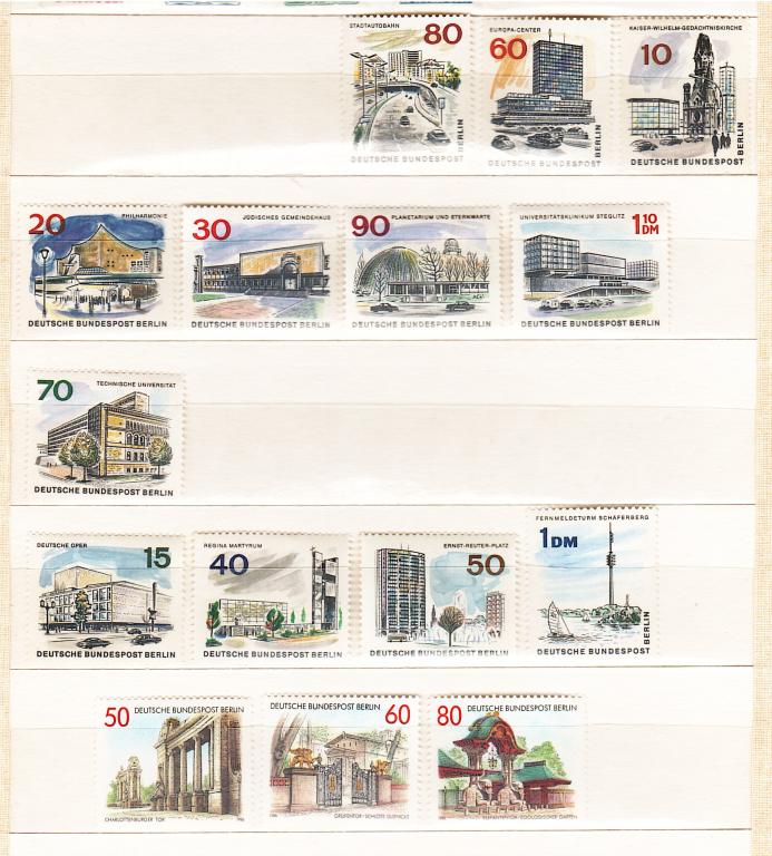 Марки Германия Западный Берлин 1965 1986 год Архитектура.