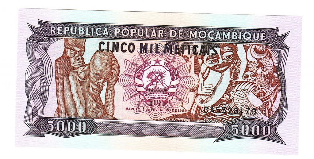 Мозамбик 5000 метикаль 1989 год бона.