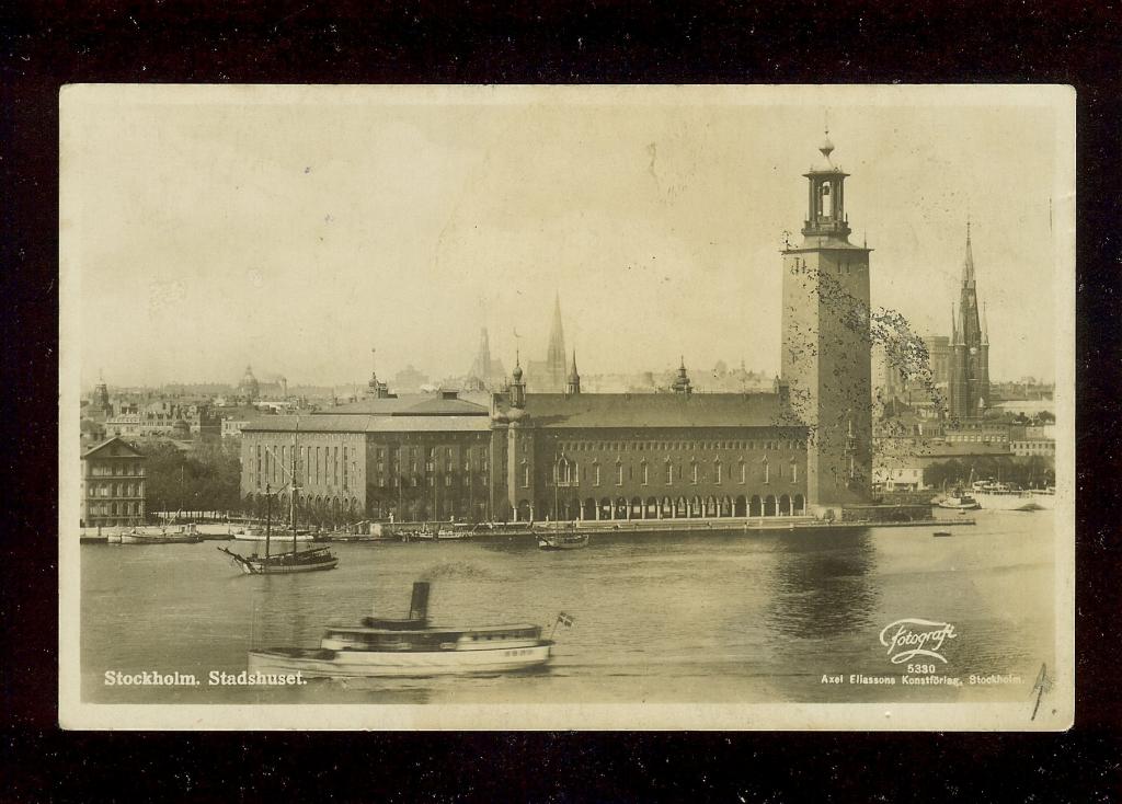 Открытка до1917г. Швеция, город Стокгольм, Стокгольмская ратуша на стрелке острова Кунгсхольм. Чиста