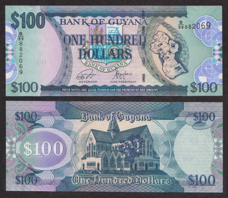Гайана 100 Долларов 2022 P36 UNC (ПРЕСС)
