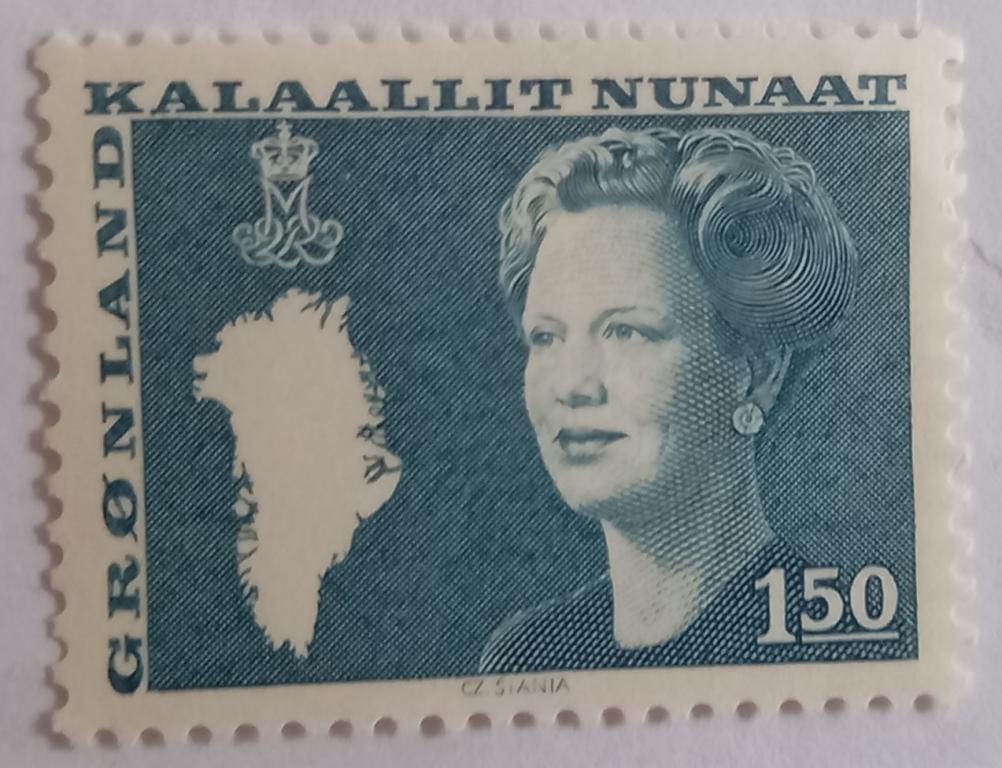 Гренландия 1982 год  Королева Маргрете II Карта Гренландии MNH