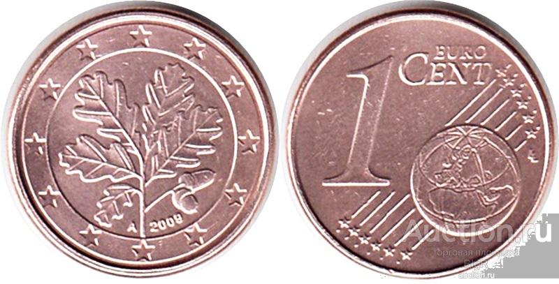 Германия, 1 евроцент 2009 года, А