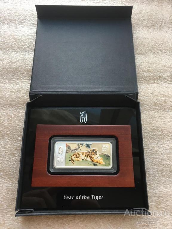 Либерия 10 долларов 2010 Год тигра Китайский лунный календарь СЕРЕБРО