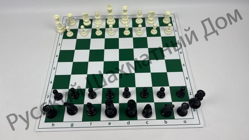 Клубный шахматный набор. Зеленая доска + шахматные фигуры.