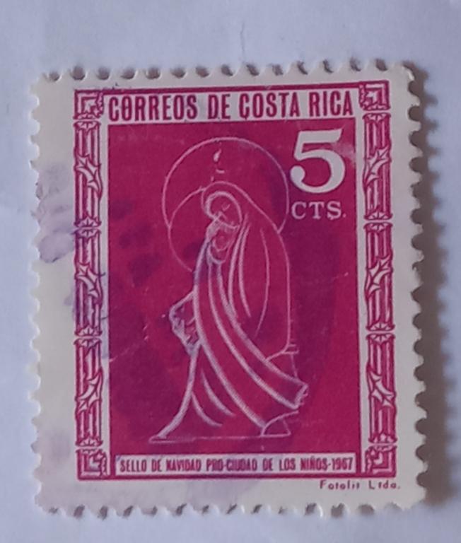 Коста - Рика 1967 Год  Рождество-Для Детей Мадонна держит Иисуса Гаш