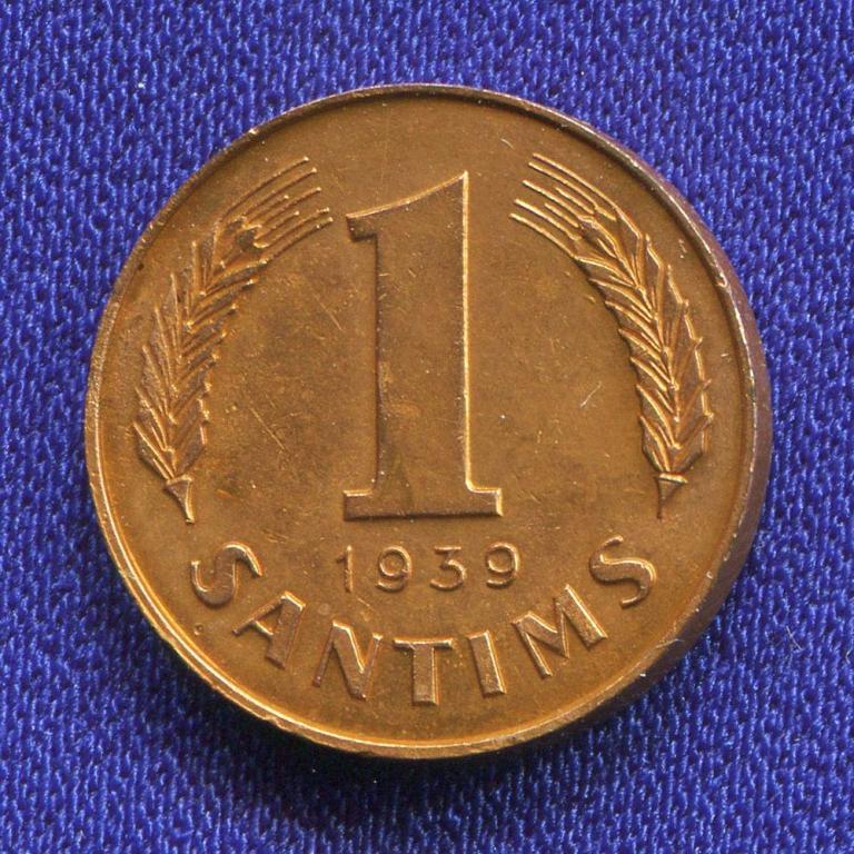 Латвия 1 сантим 1939 XF- Покрыта лаком