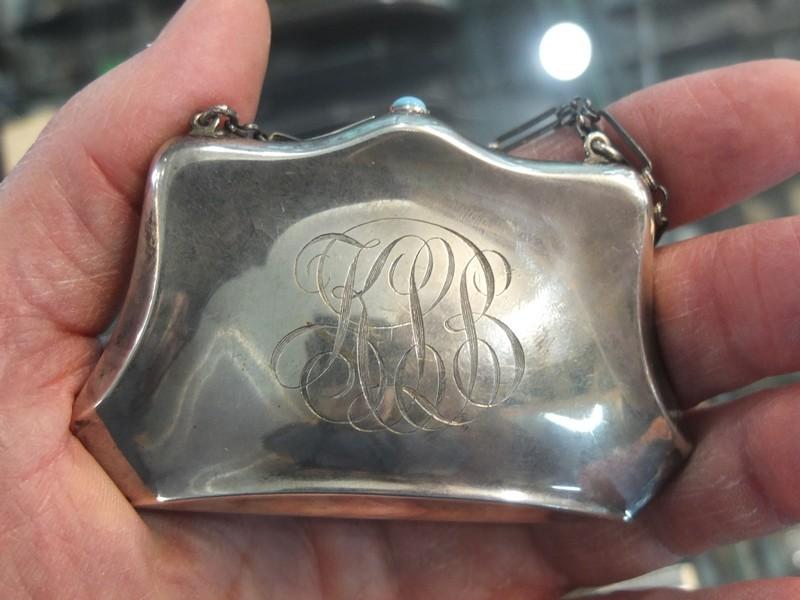 серебряный кошелёк с графской монограммой, стерлинговое серебро, 925 проба, Англия , 19 век