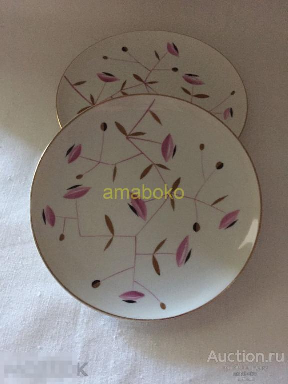 фарфор ЛФЗ тарелка сервиз "Розовая сетка" Блак 2шт. одним лотом