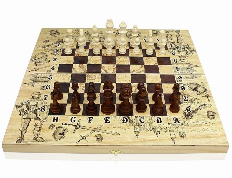 Комплект три в одном "Рыцари" (нарды, шахматы, шашки)