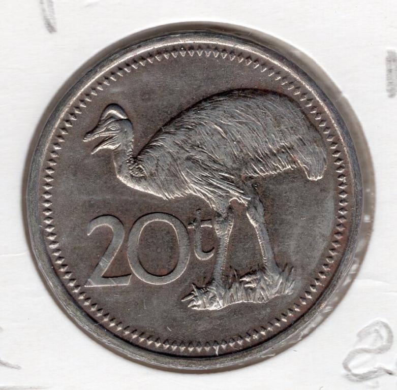 20 тойа - Папуа - Новая Гвинея - 1990 - Казуар