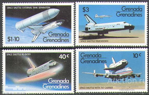 1750 ✅ Космос Авиация Самолеты Шаттл 1981 Гренада Гренадины 4м п/с ** 8МЕ