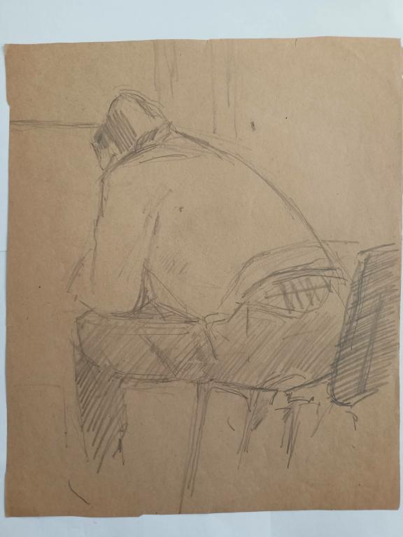 Бубнов А.П. (1908-1964)  Сидящая на стуле, наклонившись вперед, со спины