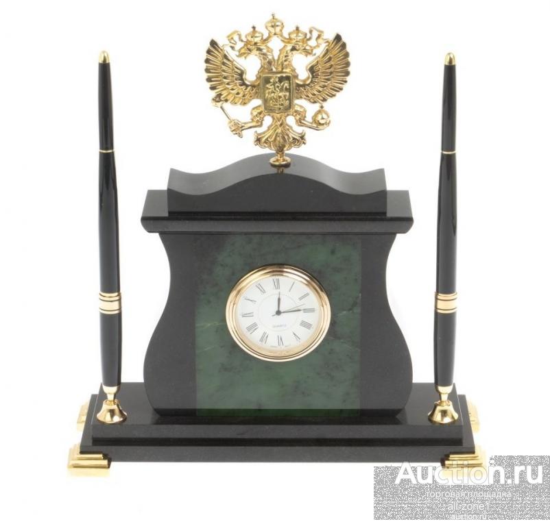 Часы настольные ГЕРБ РОССИИ из нефрита AZY-127094
