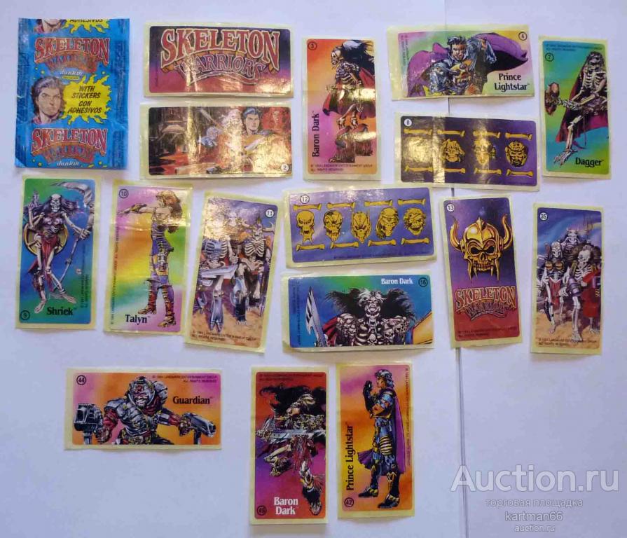 НАКЛЕЙКИ SKELETON WARRIORS 16 ШТ + ОБЁРТКА