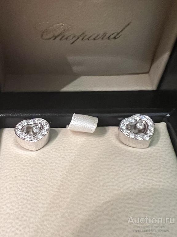Серьги Chopard Icons Heard   оригинал сертификат Новые в коробке Золото 750 плавающий бриллианты