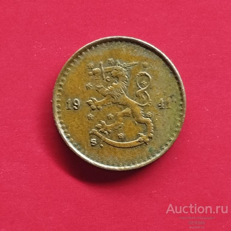 Финляндия 25 пенни 1941 года / Знак "S” / Финляндская республика / Suomi / Герб