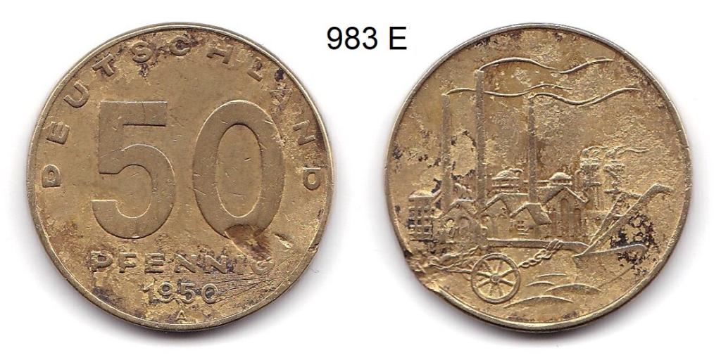 Германия. ГДР. 50 пфеннигов, А. 1950 год.