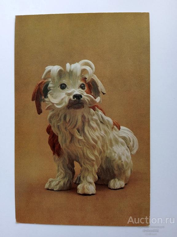 Открытка. Мейсен. Фарфор. Болонка. Собака. Статуэтка. 18в. 1975г.