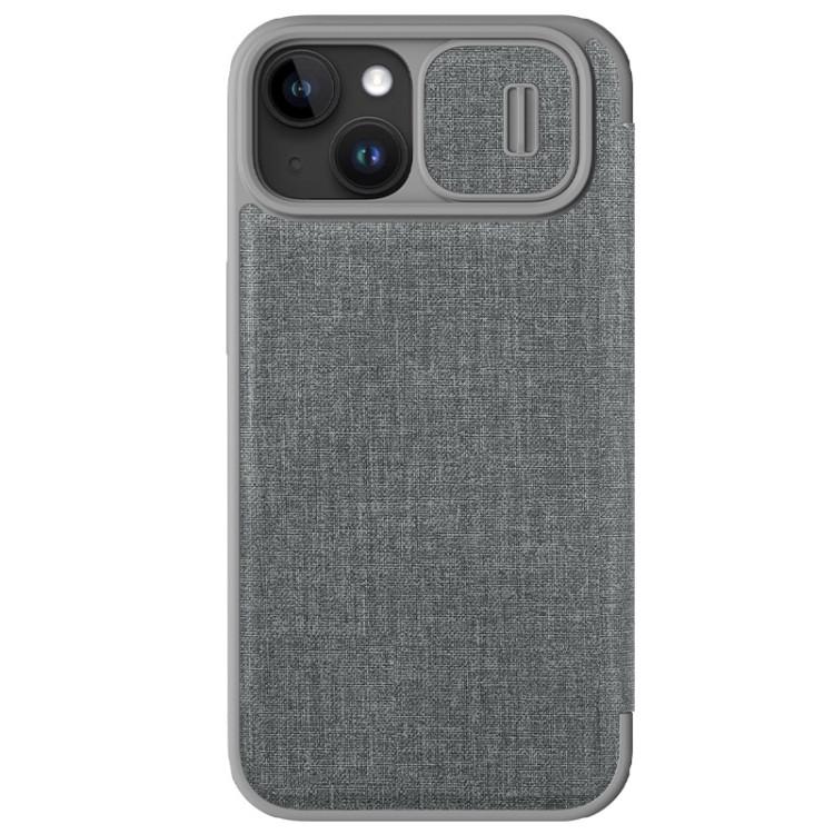 Тканевый чехол книжка Nillkin QIN Pro для iPhone 15, Grey