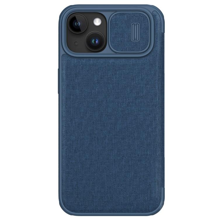 Тканевый чехол книжка Nillkin QIN Pro для iPhone 15, Blue