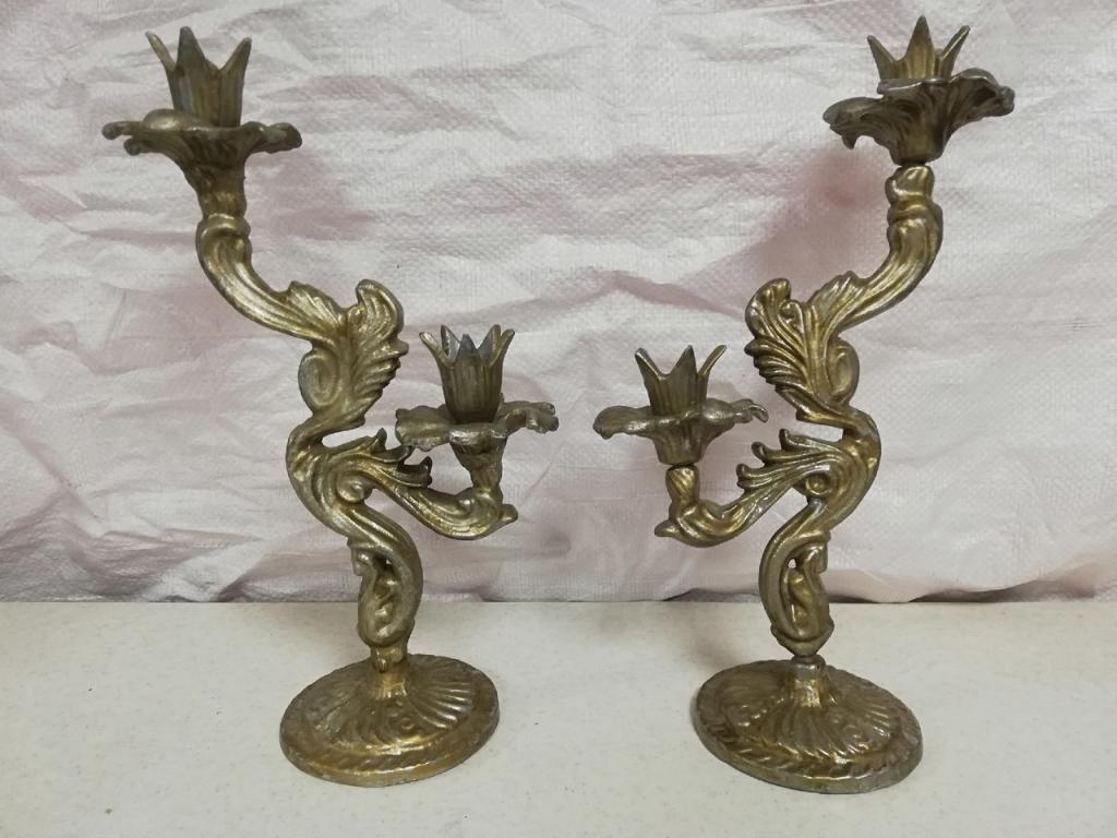 Подсвечники парные    канделябры пара металл литье