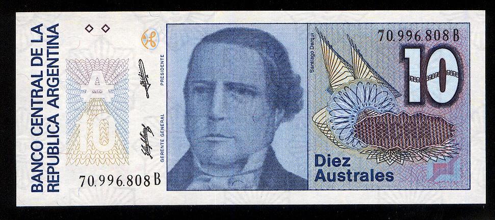 Аргентина 10 аустралей 1985-89 г.