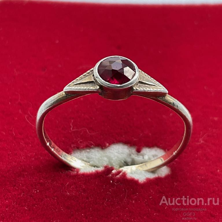 ▄▀▄▀▄ Серебряное Кольцо с красным камнем серебро 875 проба.