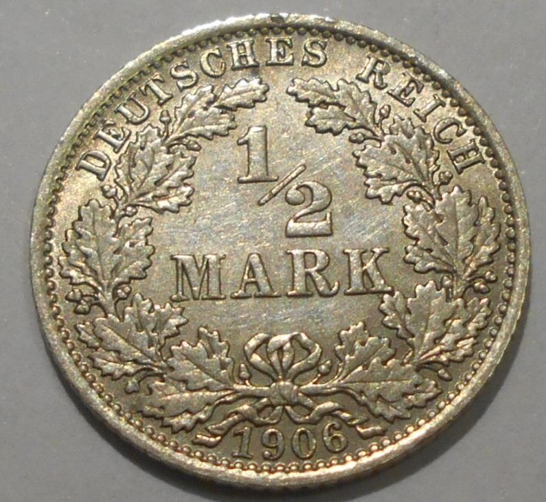 1/2 марки 1906 год германия серебро