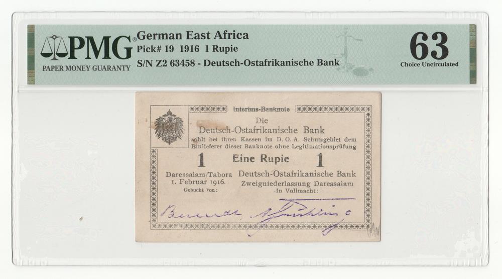 Германская Восточная Африка 1 рупия 1916 P19 UNC PMG63