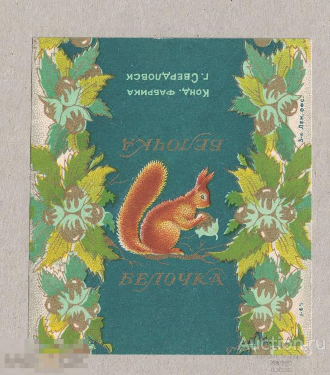 Фантик Конфета Белочка Конд. фабрика город Свердловск СССР (ФАН1-8) 