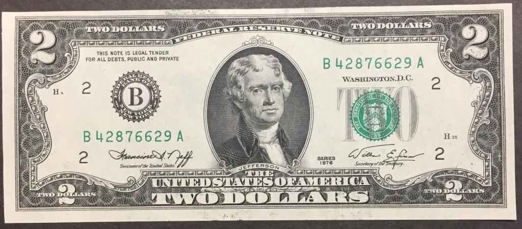 2 доллара 1976 год В 42876629 А США пресс
