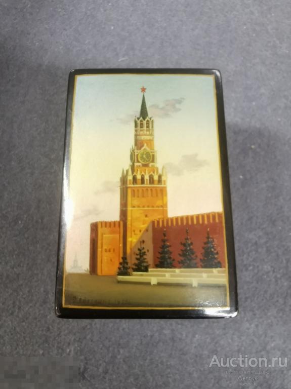 Шкатулка Лаковая Миниатюра Кремль  Федоскино 1959 год 