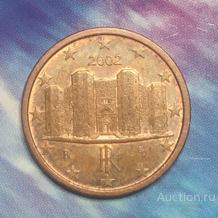 Италия  1 цент, евроцент, евро цент, cent  2002 год