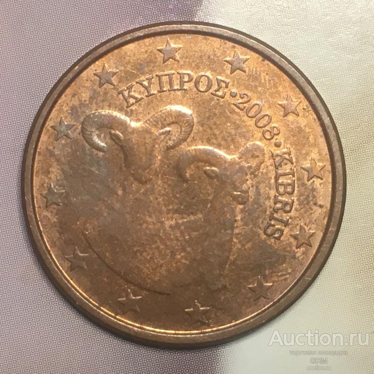 Кипр 5 центов, евроцентов, евро центов, cent 2008 год